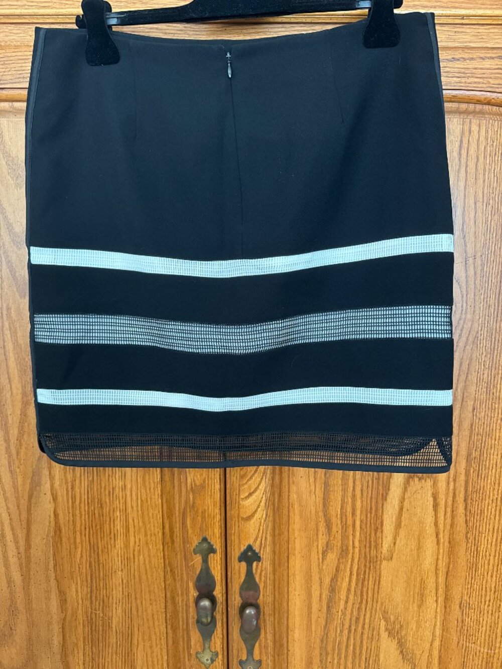 White House Black Market Black Skirt with White Stripe Accents image 2